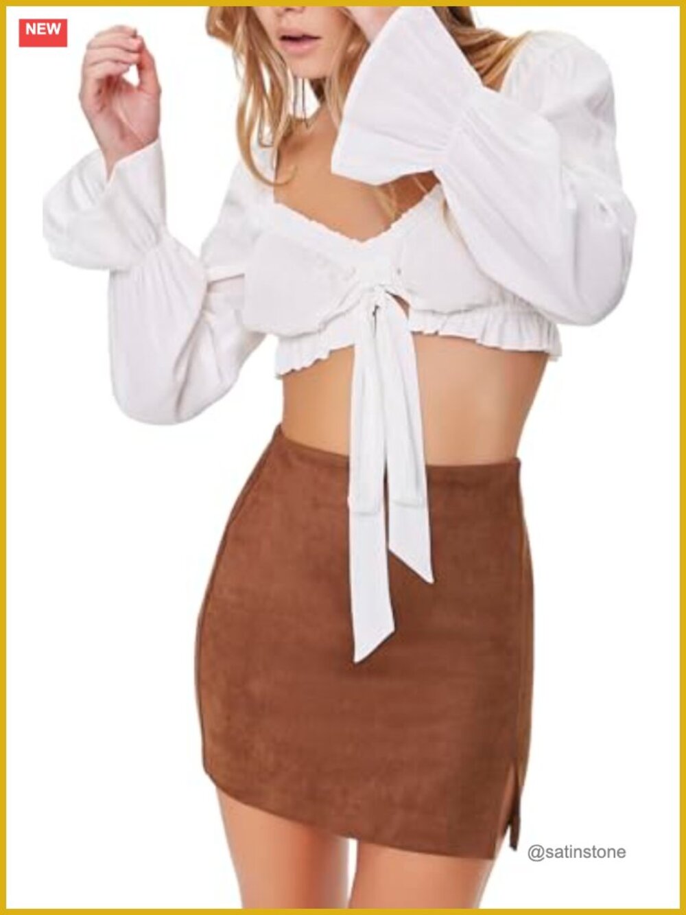 Faux Suede High Rise Mini Skirt with Vented Hem